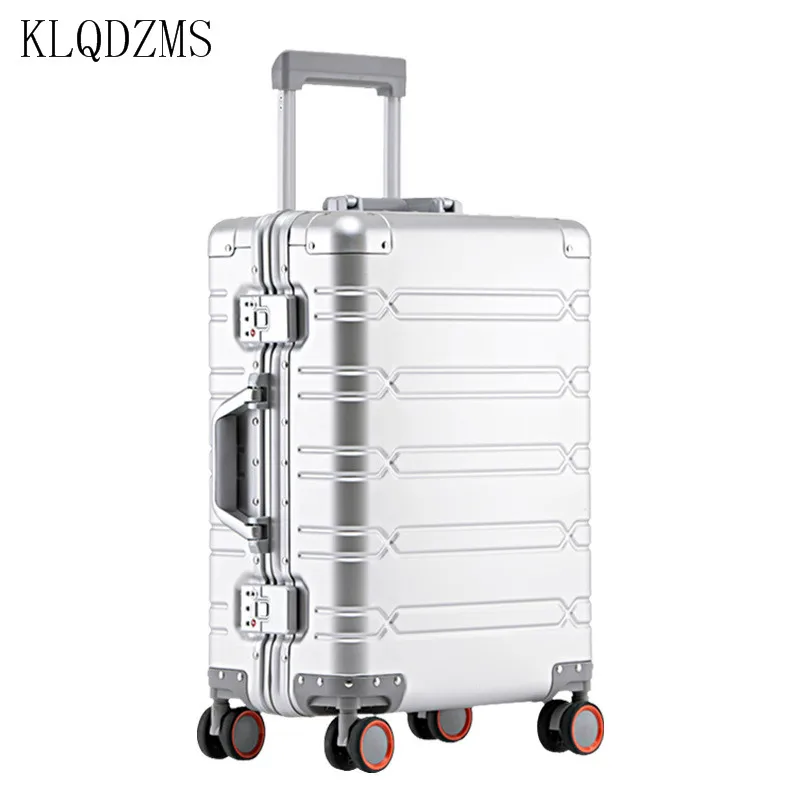 KLQDZMS 29-calowy bagaż na kółkach cała walizka na kółkach ze stopu aluminium i magnezu 20 "męska biznesowa skrzynia pokładowa 24" walizka kabinowa