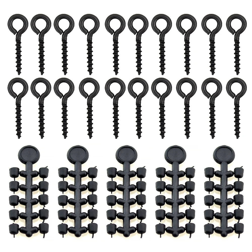 50 Stück Gummiperlen für Karpfen, Angelhaken, Karpfenangeln, Zubehör, Angelhaken-Stoper, 20 Stück Angeln, Boilie-Schraube, Chod-Rigs