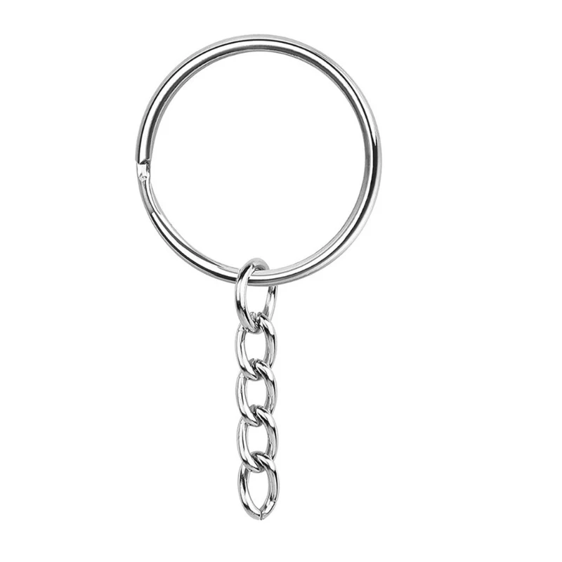 Metal Open Rings Hanging Rings with Chain Silver Keyrings Bulk for Keychains