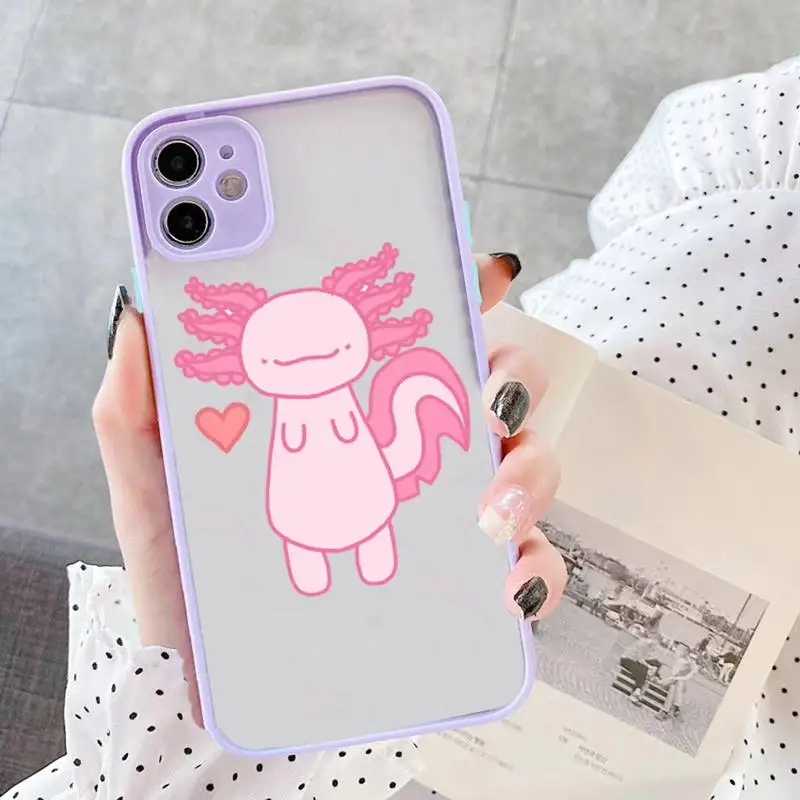 Axolotl lovely cartoon Phone Case matte transparent For iphone 14 11 12 13 plus mini x xs xr pro max cover