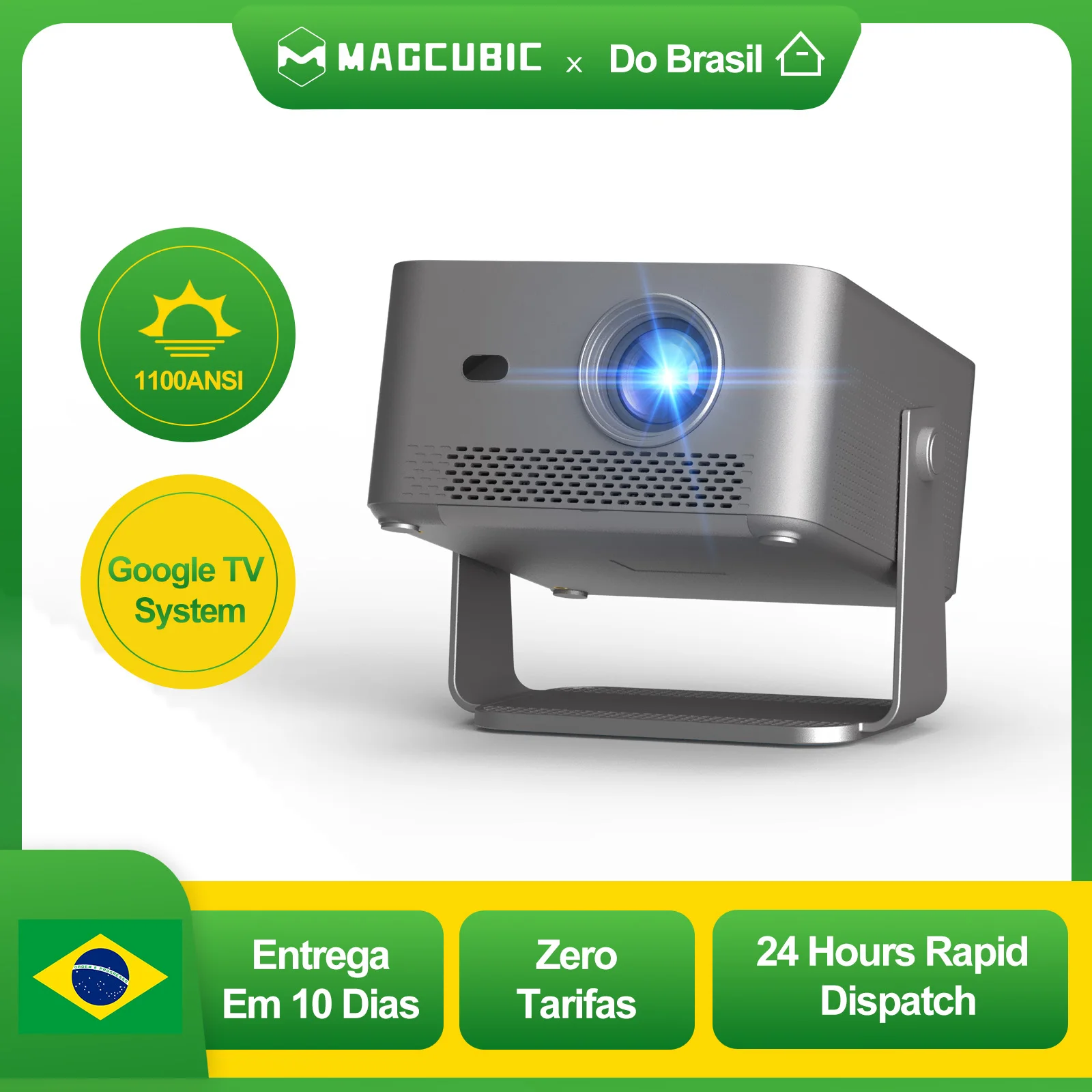 Projetor Magcubic HY450GTV com 1100 ANSI UHD Google TV 4K 1080P Foco Automático Keystone WiFi BT 4K HDR10 para Home Theater