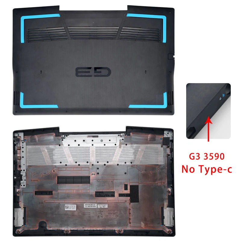 Baru untuk Dell G3 3590 3500 P89F Aksesori Laptop pengganti Shell penutup belakang Lcd/Bezel depan/Palmrest/bawah/engsel dengan LOGO