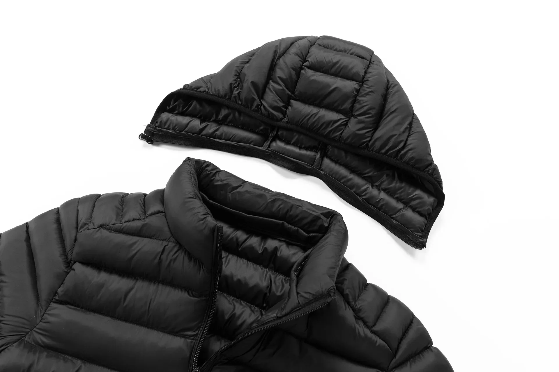 Mens Quilted Warm Parkas White Duck Down Padded Winter Jacket Hooded Mens Puffer Jacket Waterproof Lightweight Outdoor Outwear