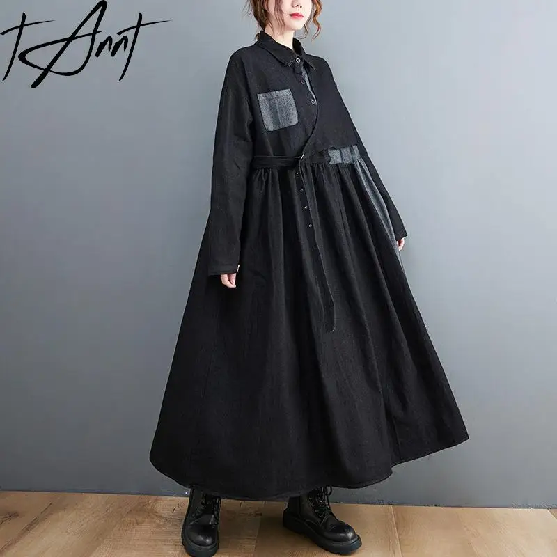 Tannt Women Dress Patchwork Asymmetry Long Dresses For Women 2025 New Sumemr Fashion Lrregular Denim Casual Loose Dresses