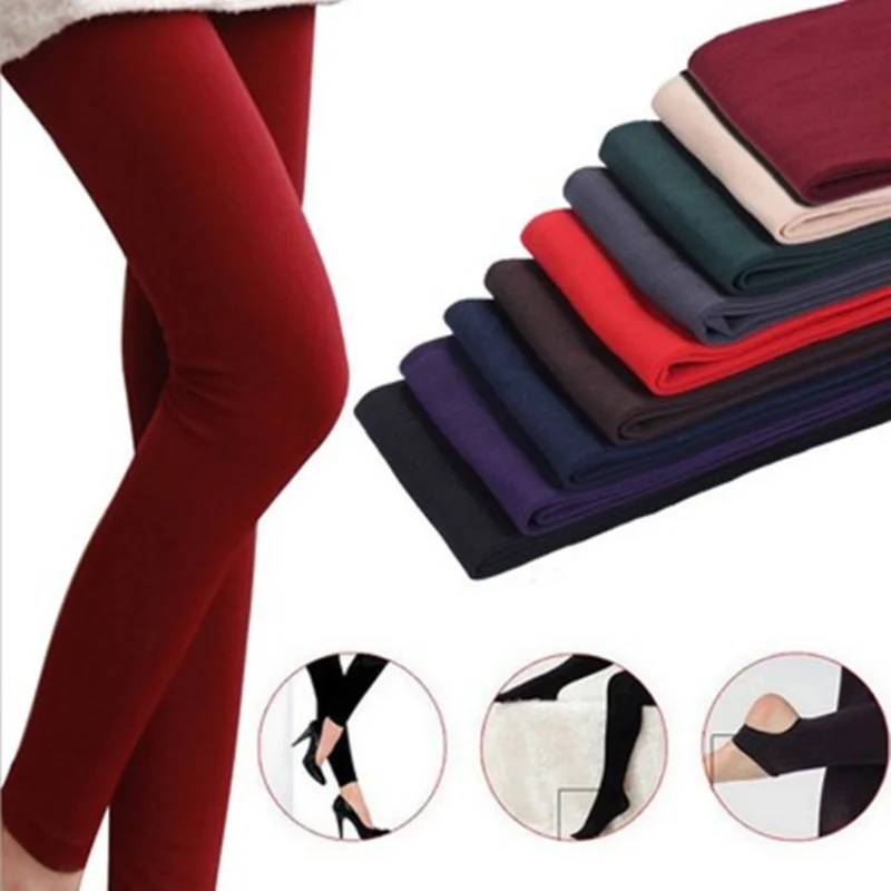 Dames Dames Winter Warm Fleece gevoerd Dikke thermische volledige voet panty Broek Polar panty Fluwelen hoge taille wollen legging