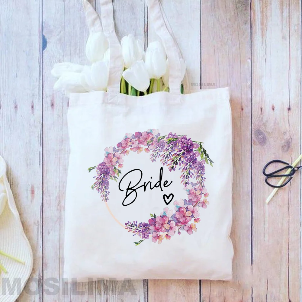 Bachelorette Party Print Shopping Canvas Bag Wedding Female Shoulder Bag Team Bride Bachelorette Women Handbag 35*40CM TF7J