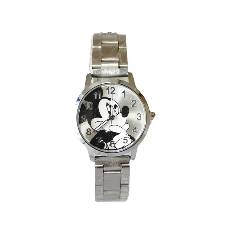 Disney Mickey Mouse Cartoon Children's Watch Mickey Minnie Stainless Steel Watch Girls Boys Girls Quartz Clock