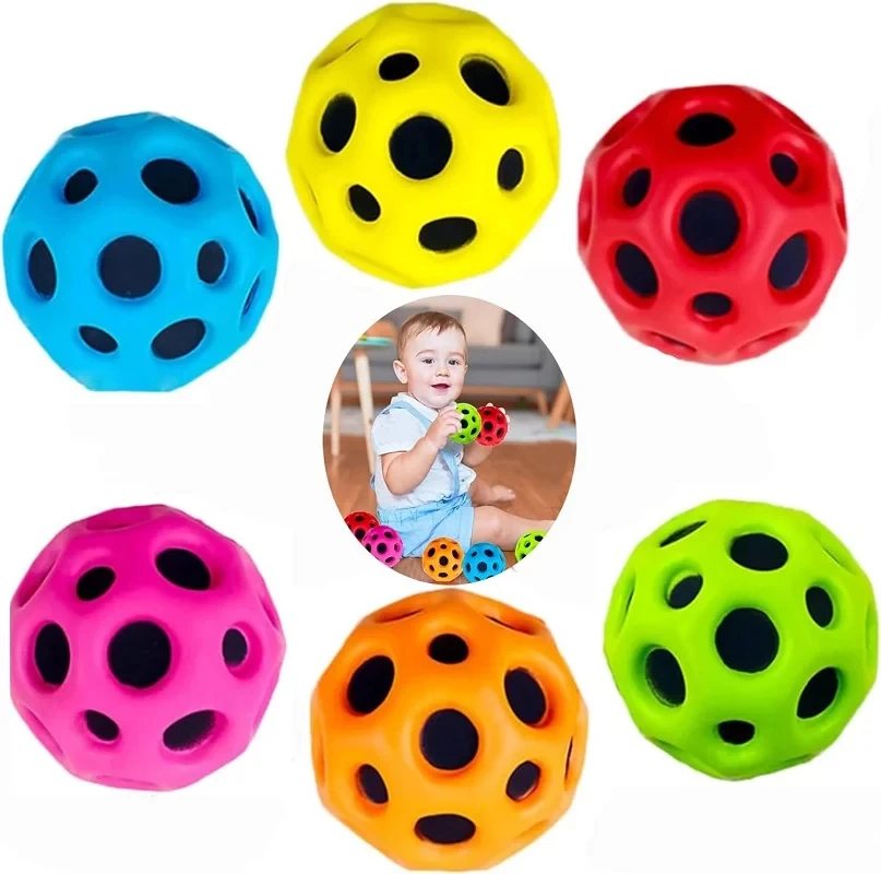 3 stücke super elastische Ball Mond Loch Freizeit für Kinder sensorische hohe Elastizität Sport interaktive poröse Pu springen Gummi bälle Spielzeug