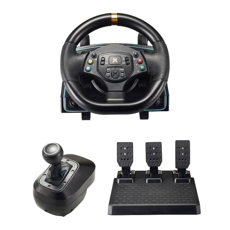 

1080 degree foot pedal racing game universal emulator steering wheel, compatible with PC/PS3/swit