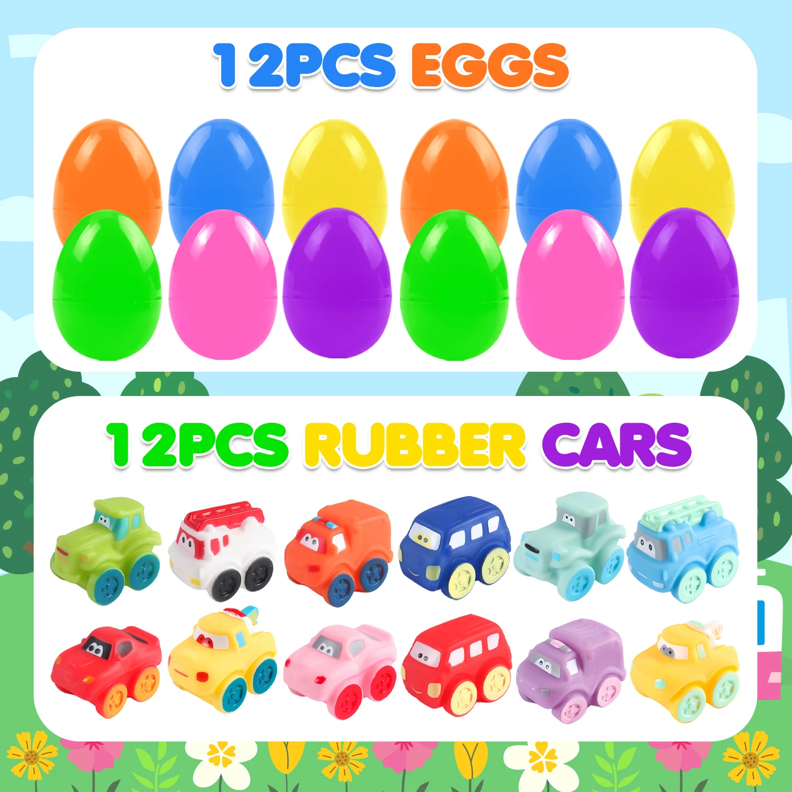 12Pcs Soft Rubber Car Toys, Bath Toys Vehicles for Baby Toddlers Boys and Girls Kids Baby Shower Stuffers Party Favors Gifts