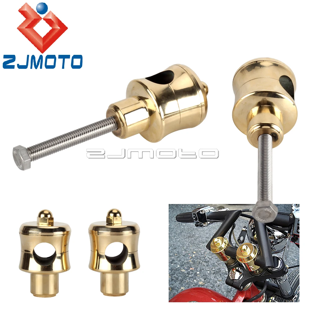 

1Pair Vintage Brass Motorbike Low Handlebar Risers Clamp Heighten Bracket For Harley Low Rider Street Gilde Softail 25mm Bar