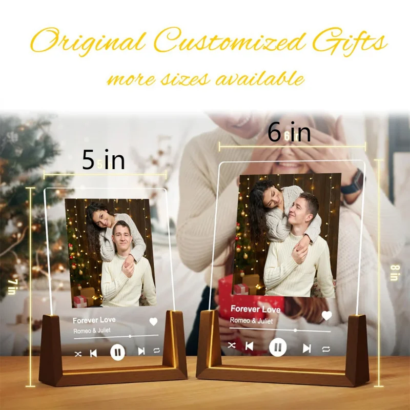 Romantic DIY Picture Wooden Acrylic Frame Valentine's Day Wedding Commemorative Gift Personalized Music Background Ornament