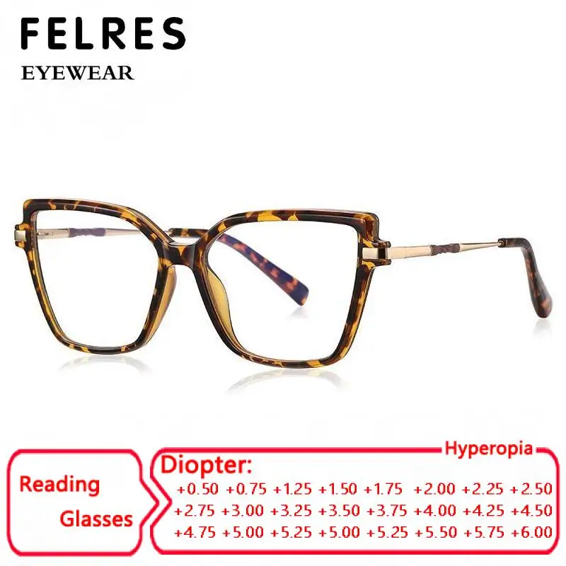 

FELRES Cat Eye Reading Glasses For Women Men Anti Blue Light Glasses Big Frame Prescription Presbyopia Glasses Optical Eyewear