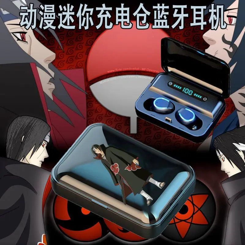 

Naruto Earphones Wireless Bluetooth High-Definition Sports Earphones Charging Case Uchiha Sasuke Cartoon Holiday Gift Earphones