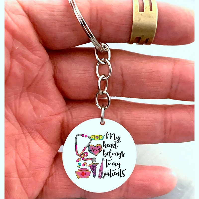 Мой сердце относится к моим пациентам тема Брелок с цепочкой из нержавеющей стали never_give_up_your_daydream key chian