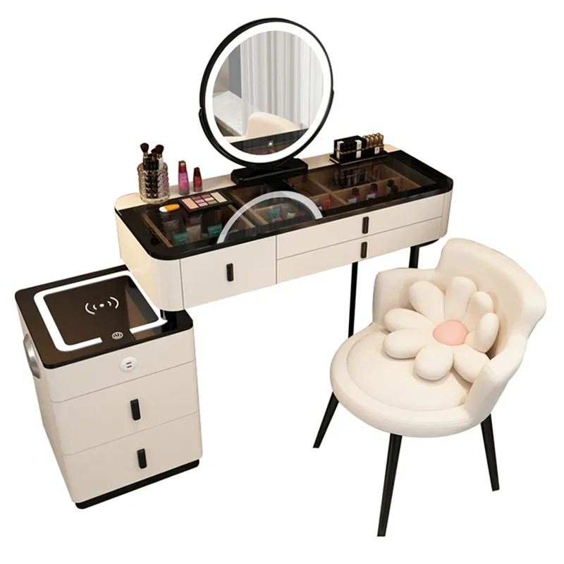 Nordic Mirror Dressing Table Storage Stool Luxury Console Bedside Vanity Dressing Table Desk Toaletka Z Lustrem Home Furniture