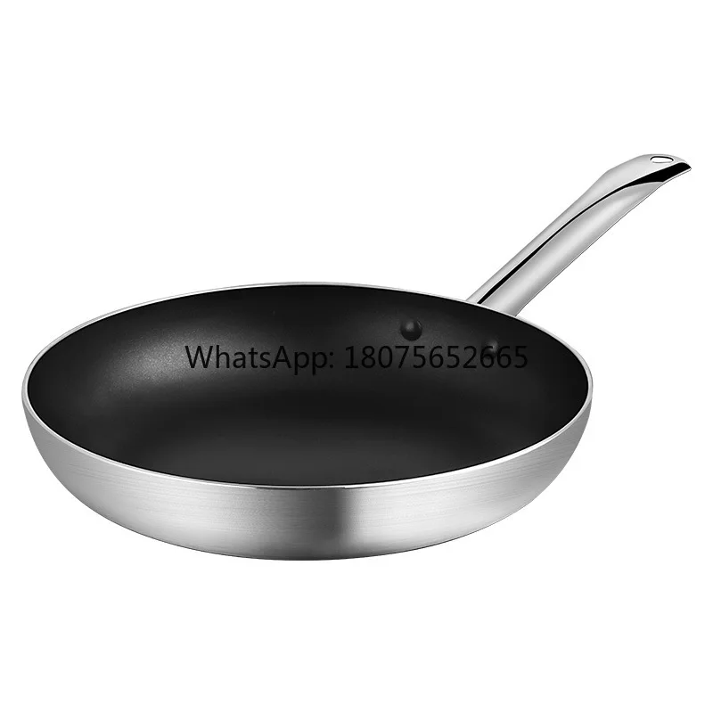 Steel handle non-stick frying pan - smokeless pancake pan with composite base, suitable for all magnetic cooktops