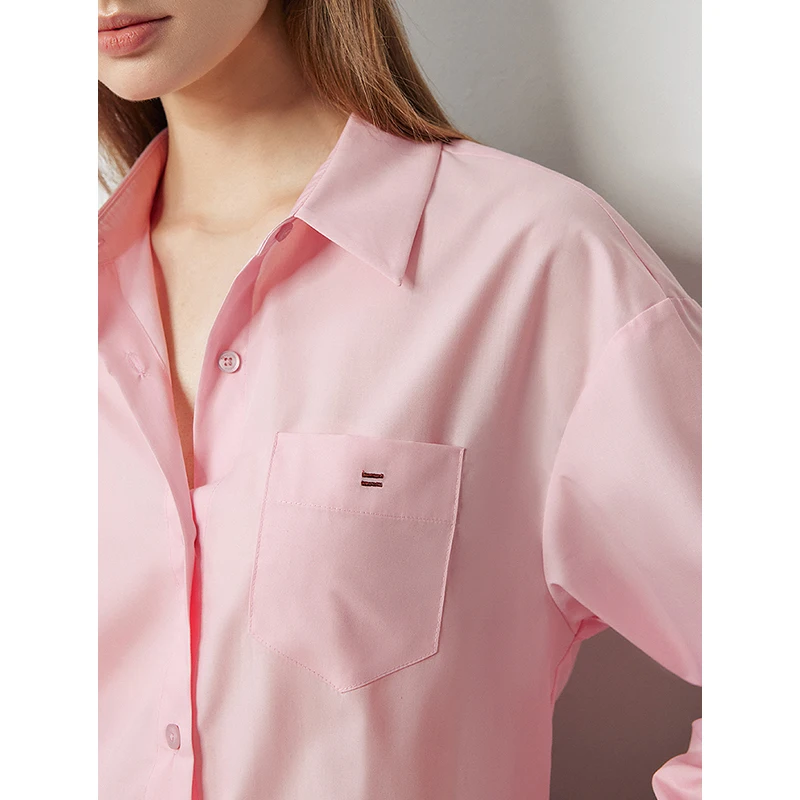 TOYOUTH camicetta da donna camicia 2024 autunno nuova manica lunga minimalista Polo da lavoro top camicia