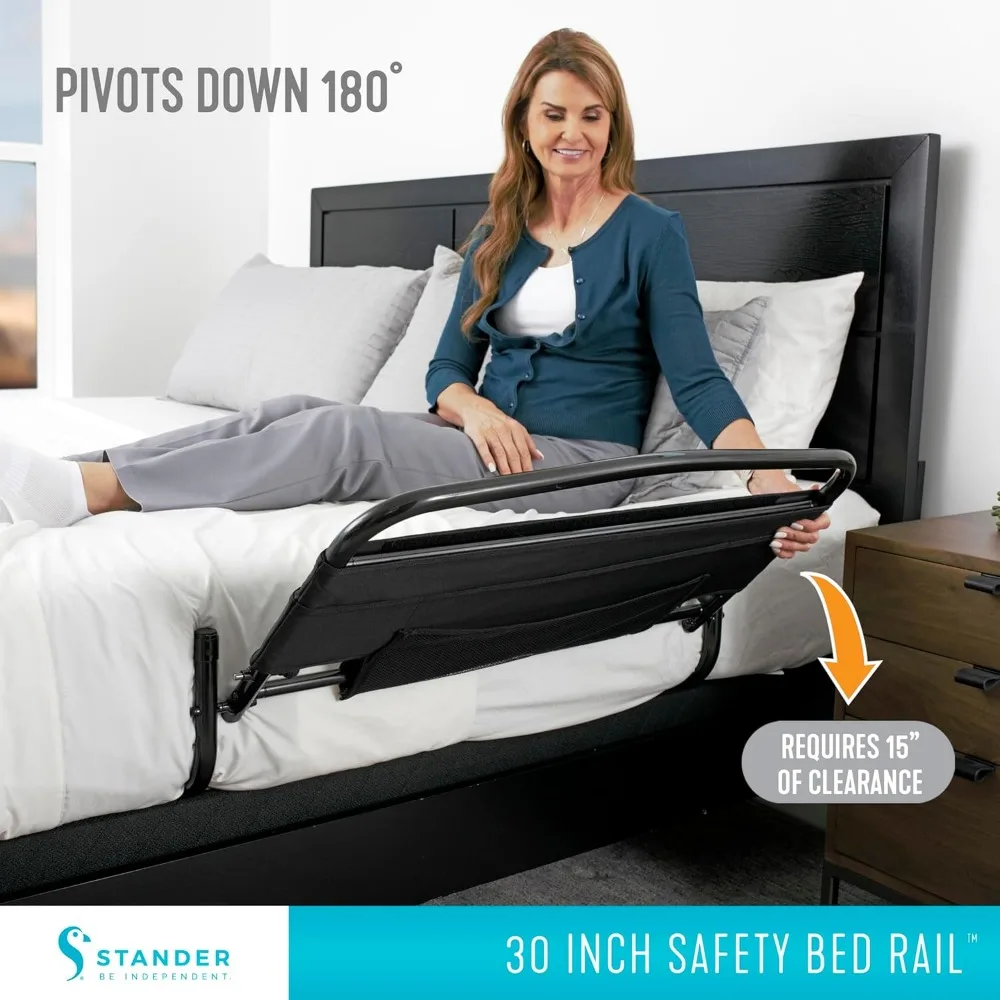 30-Inch Safety Bed Rail with Padded Pouch for Adults and Seniors, Fits King/Queen/Full/Twin Beds, ASTM Approved