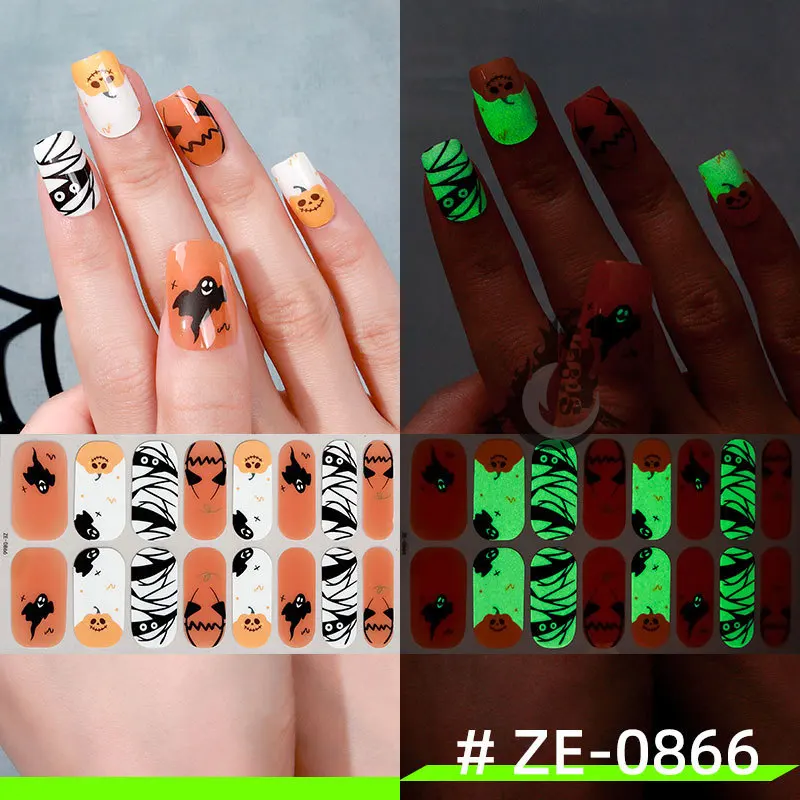 

MEBIS 16 Tips Halloween Jack Stickers Nail Seal/parts Character Nail Decorations for Manicure Nail Figures Stickers Aesthetic