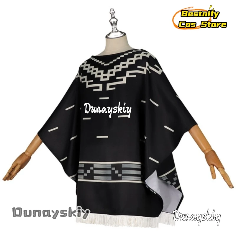 Bestnify Cos @ película Cosplay Clint Eastwood Poncho vaquero Serape patrón azteca hombres negro chal con flecos capa sombrero Halloween