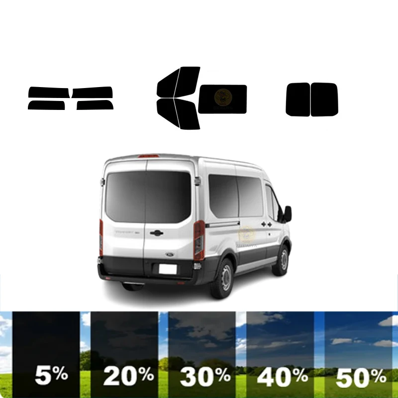 precut Removable Window Tint Film For Car 100% UVR 5%-35%VLT Heat Insulation Carbon ﻿For FORD TRANSIT 150 HIGH ROOF  2015-2023