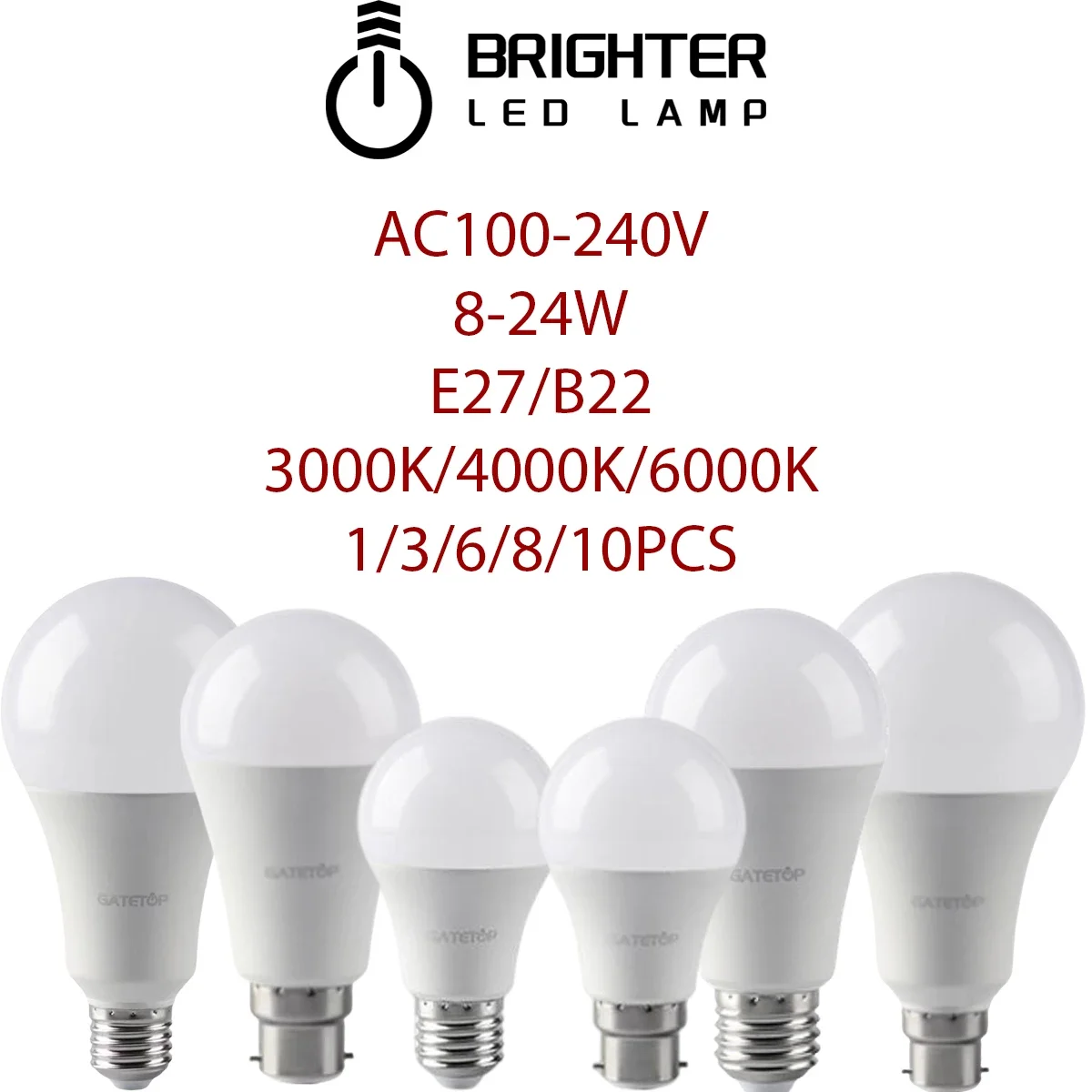 

Factory Direct LED Bulb AC120V/230V 8W-24W B22/E27 High Lumen Without Flicker Warm White Light for Kitchen, Bedroom, Bathroom