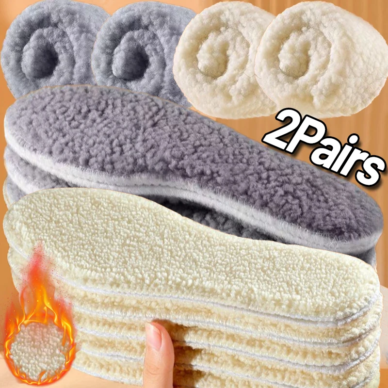 

1/2Pairs Lamb Fleece Insoles Men Women Winter Keep Warm Insole Soft Thicken Shoe Pads Adjustable Shoes Insert Thermal Insoles