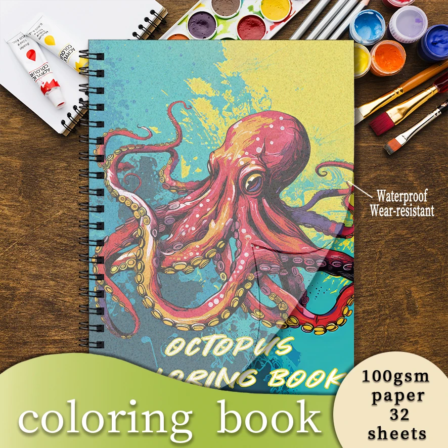 Sea Monsters Adult Coloring Book - 8.3x 11.2 Inch 32 Page Coloring Book - Helps Reduce Stress and Ease Emotions