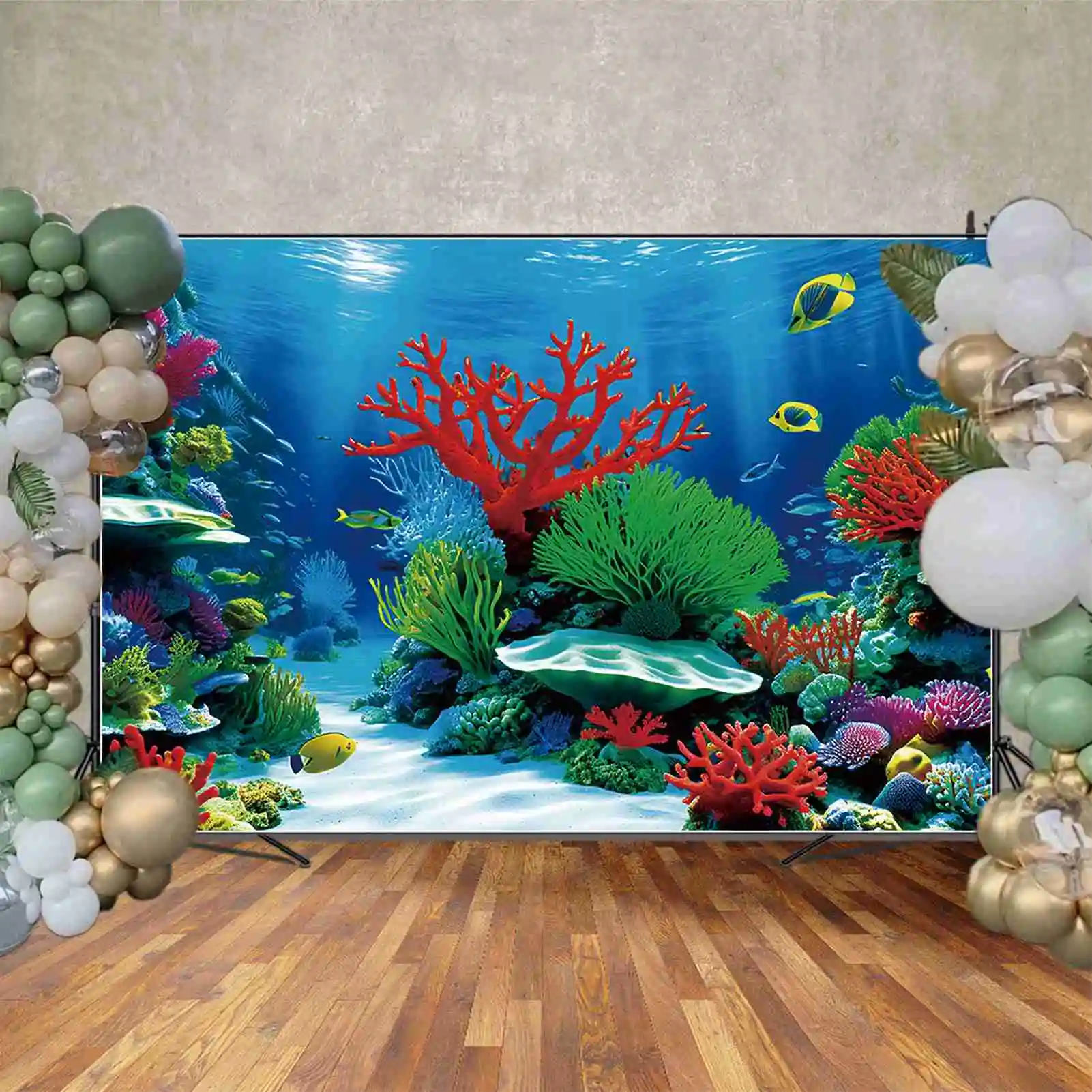 Mond. qg blau Meerwasser Aquarium Hintergrund Kinder Sommer Unterwasser Urlaub Hintergrund benutzer definierte Party Dekoration Fototermin Requisiten