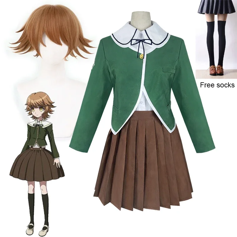 Kuma Chihiro Fujisaki Cosplay Costume Danganronpa Fujisaki Cosplay Wig Women's JK Uniforms Suit Halloween Carnival Costume