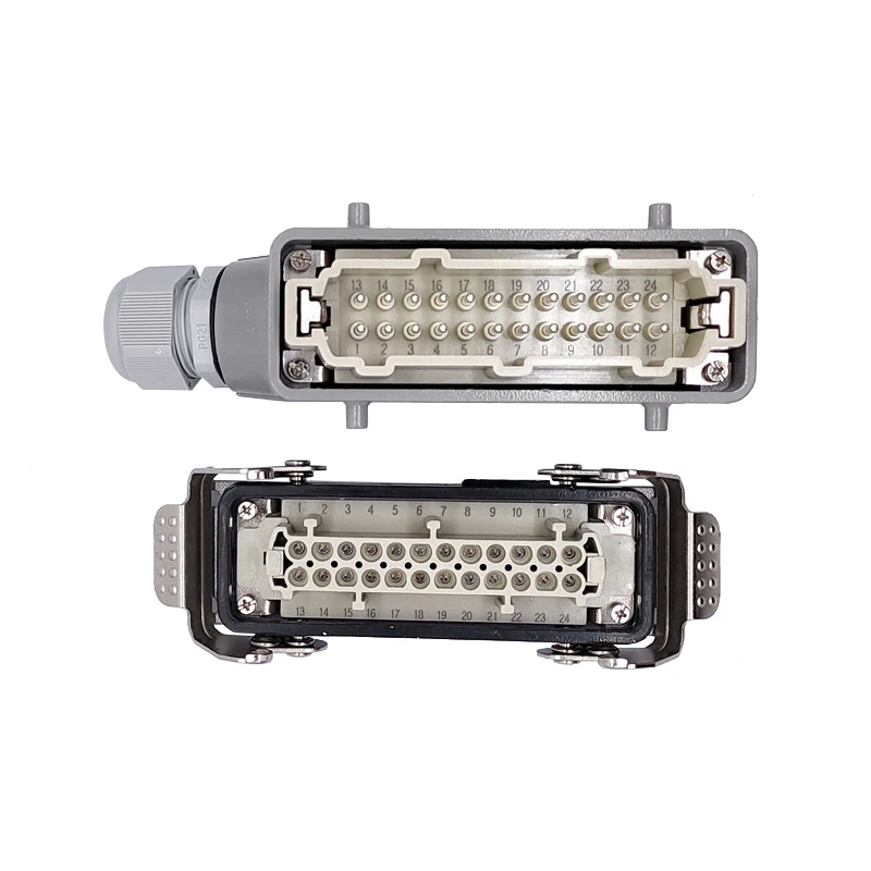 Heavy Duty Connectors HDC-HE-024-1/2/3/4 F/M 24pin Industrial rectangular Connector plug  16A 500V Screw connection