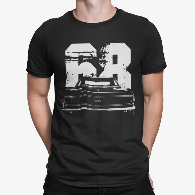 1968 Chevy Camaro Ss Front View With Year T Shirt 2024 Men T Shirt Casual  Car fans Logo Enthusiast T-shirt Graphic Summer Short