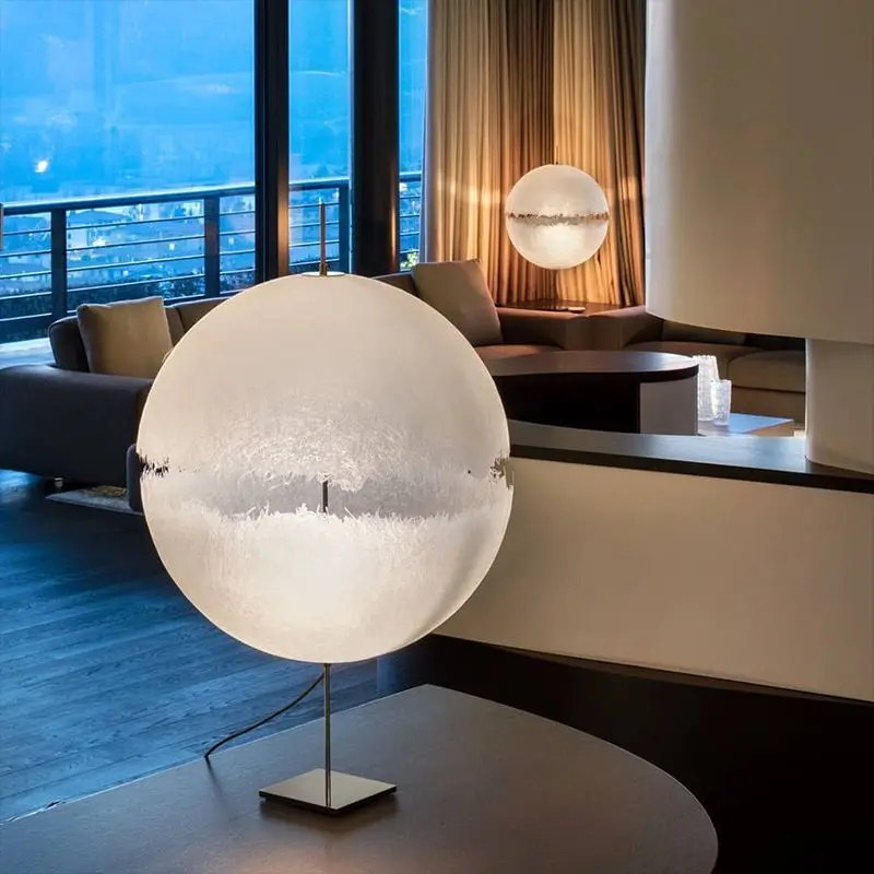 

Nordic Designer Artistic French Light Luxury Round Moon Earth Living Room Bedroomroom Decoration Light Floor Lamp LED