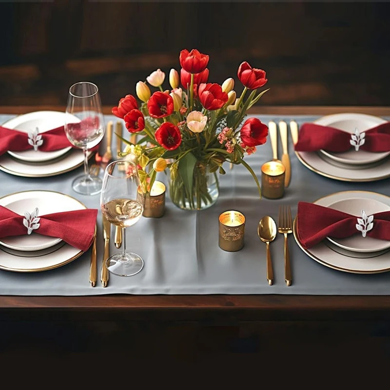 

INW-0e30Pcs Leaf Napkin Rings Set,Metal Napkin Ring Holders Buckles for Table Decorations,Napkin Holders for Cloth
