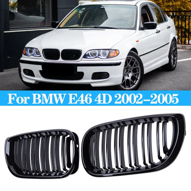 

For BMW 3 Series E46 Car Front Bumper Grilles Racing Grill Kidney Auto Grills Gloss Black Grille 4 Door 2002-2005 Accessories