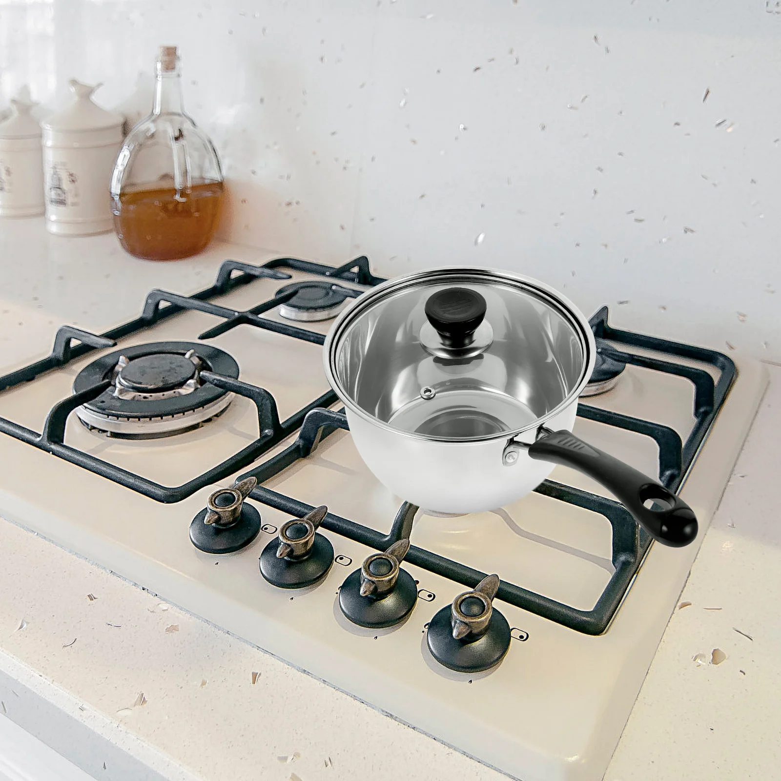 

Stainless Steel Thickened Milk Pot Soup Pan Lid Easy Clean Anti Scald Practical Kitchen Accessory Deep Pans Cooking