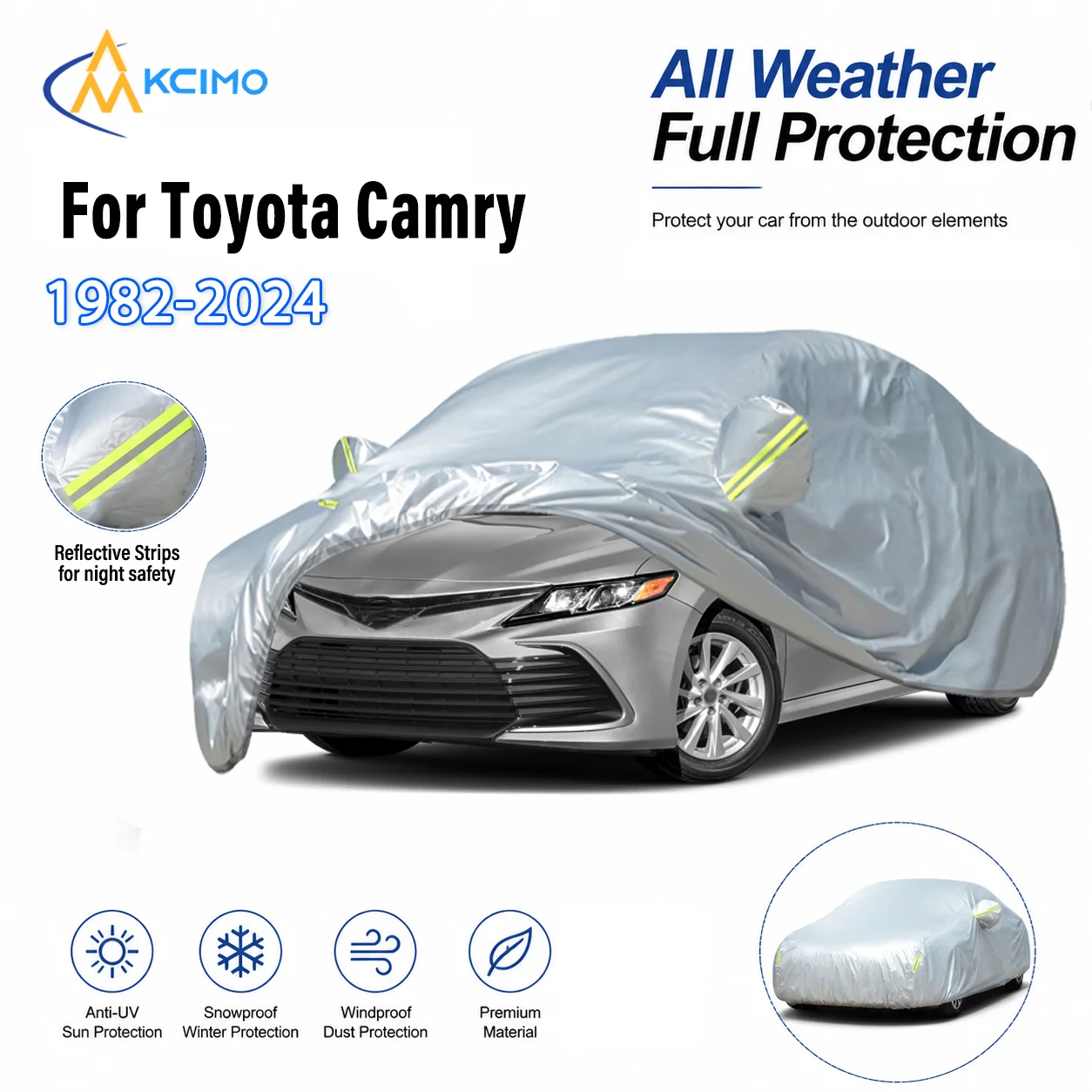 Für Toyota Camry 1982-2024 Outdoor-Vollabdeckung 190T Polyester Sonnenschutz Staub- und Schneeschutz Kratzfeste Fahrzeugschutzhülle