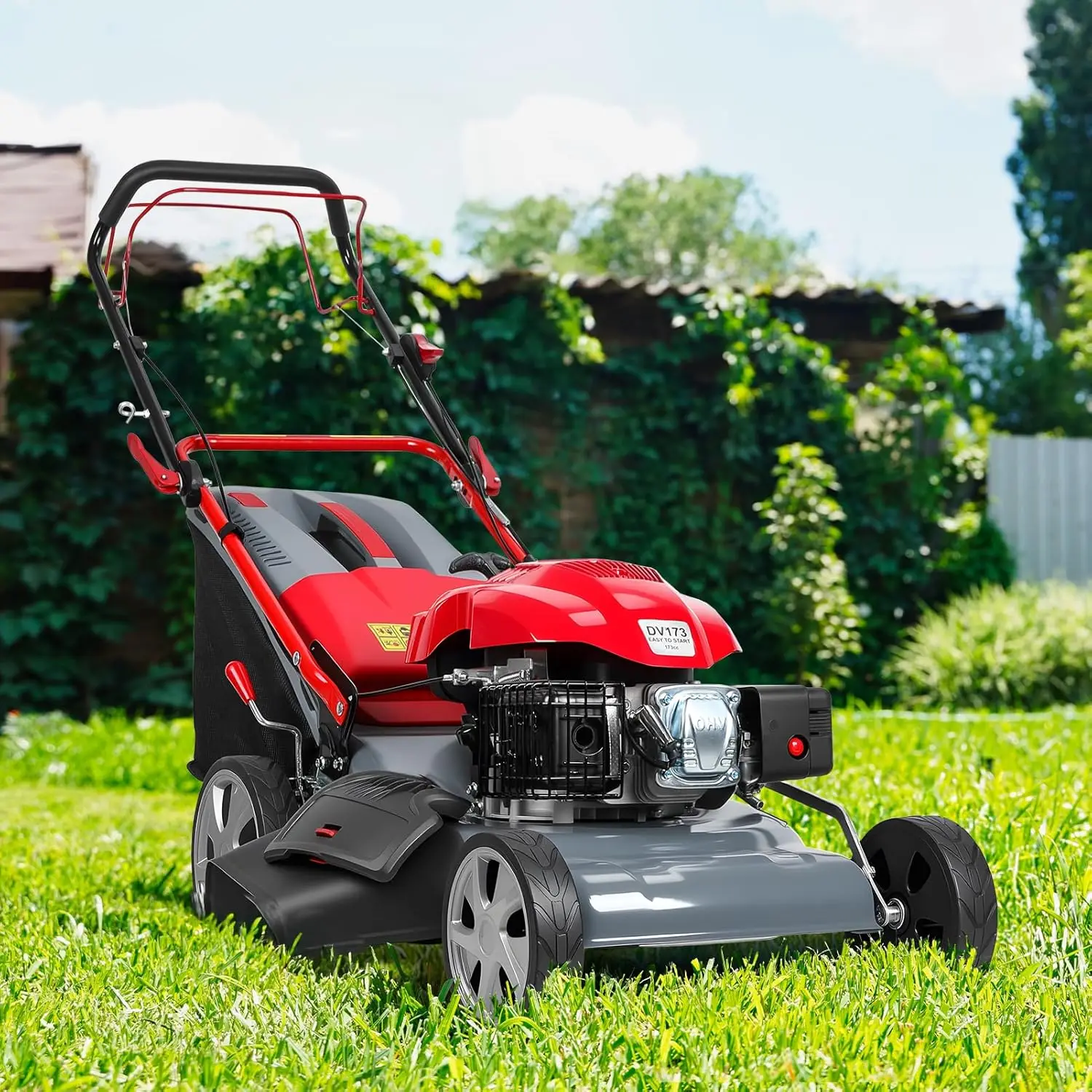 

20 Inch 173cc Push Lawn Mower, Self Propelled Gas Lawn Mower, Rear Wheel Drive Walk Behind Mower with 60L Grass, Customized