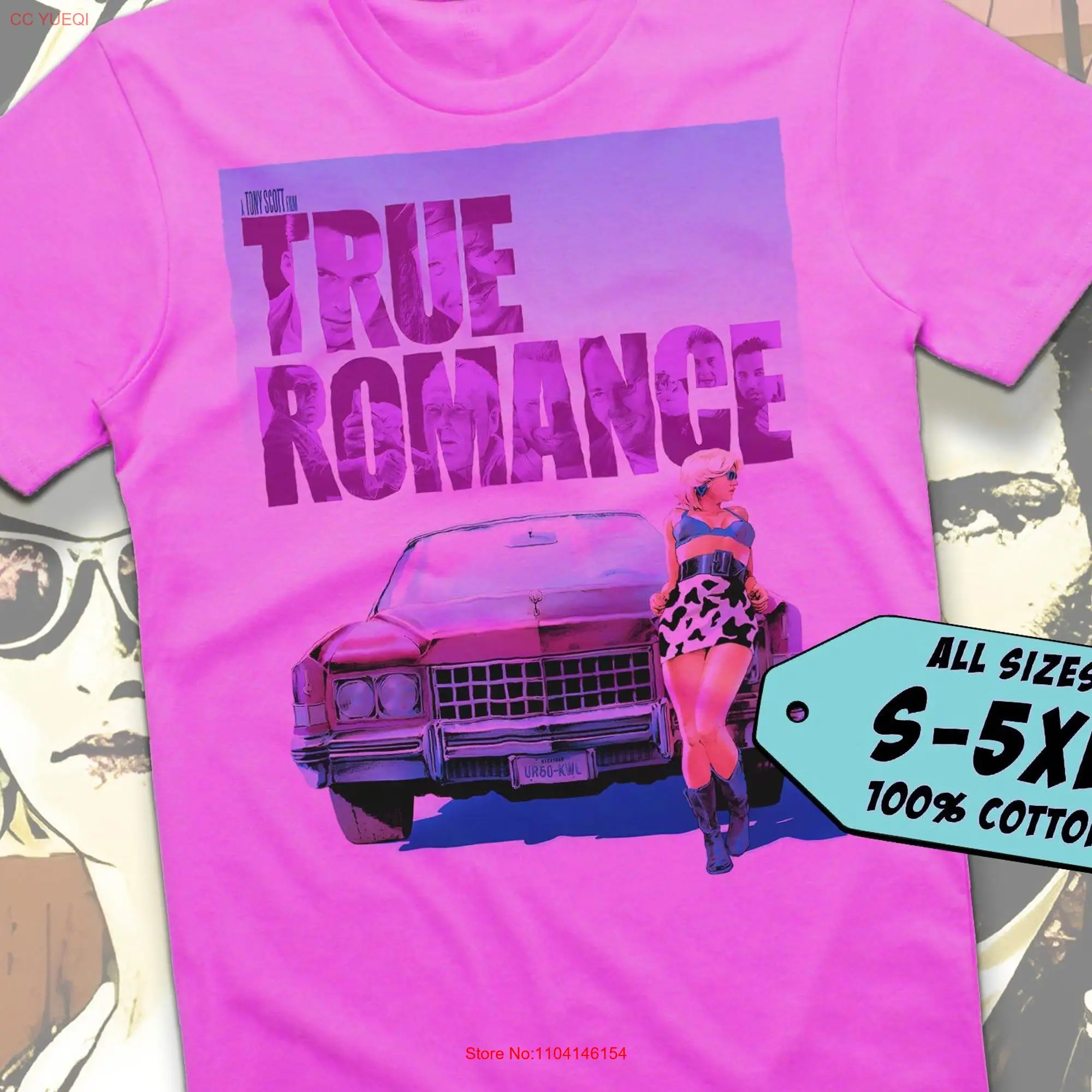 True Romance V7 T Shirt movie poster print Fuchsia Color 100 cotton all sizes S to 5XL long or short sleeves