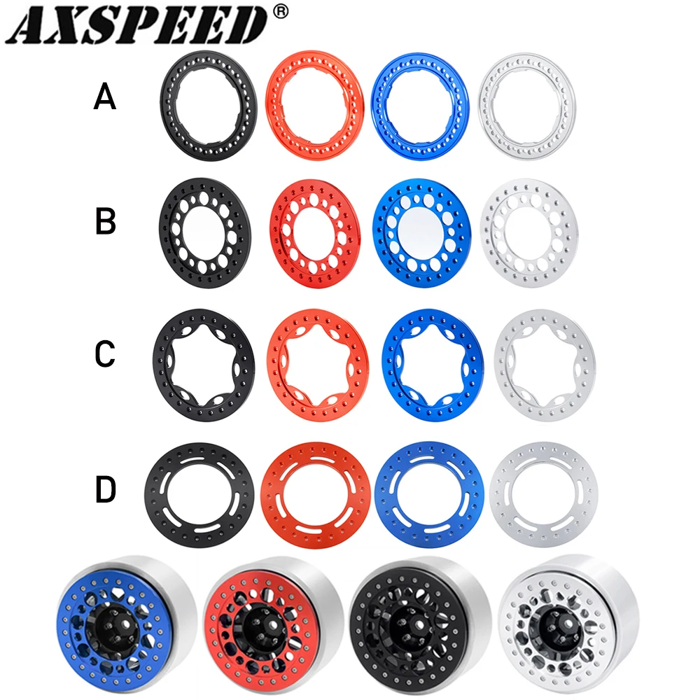 AXSPEED 4PCS Aluminum 2.9 Inch Beadlock Wheels Rims Outer Rings for 1/6 RC Crawler Axial SCX6 AXI05000 JLU AXI05001 Trail Honcho