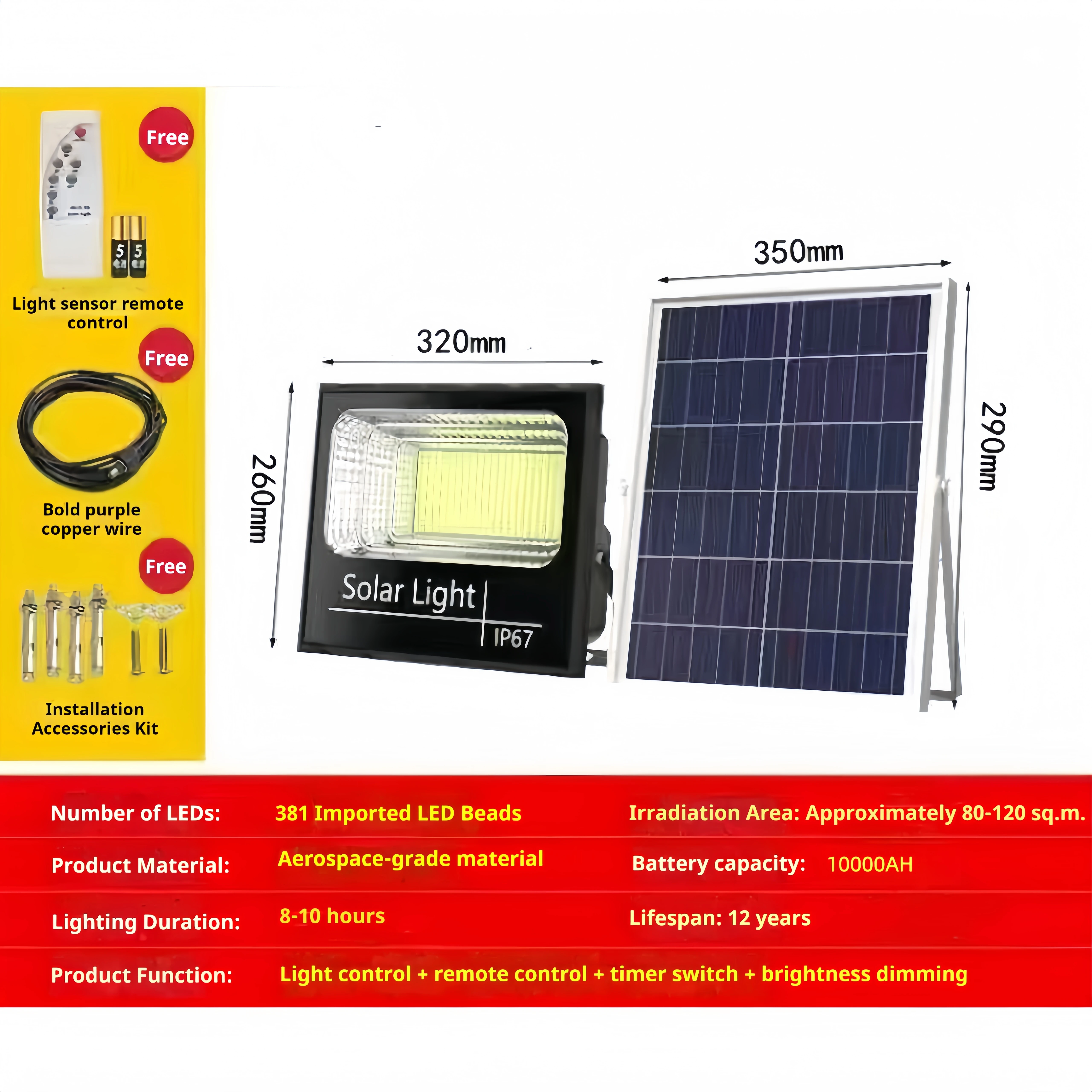 

New Solar High-Power LED Lighting Outdoor Camping Villa Waterproof Bright Garden Courtyard Lamp for Home Use