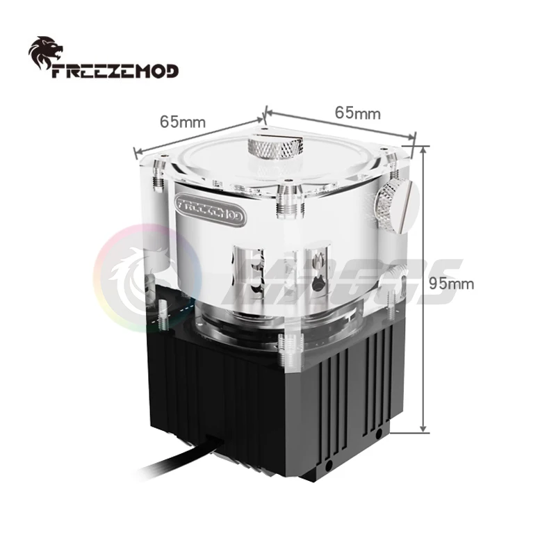 FREEZEMOD Water Cooling Mini Box Pump For Mini ITX Case, Black/Silver/White + Flow Indicator, 4000RPM, 780L/H, PUB-Q2YT