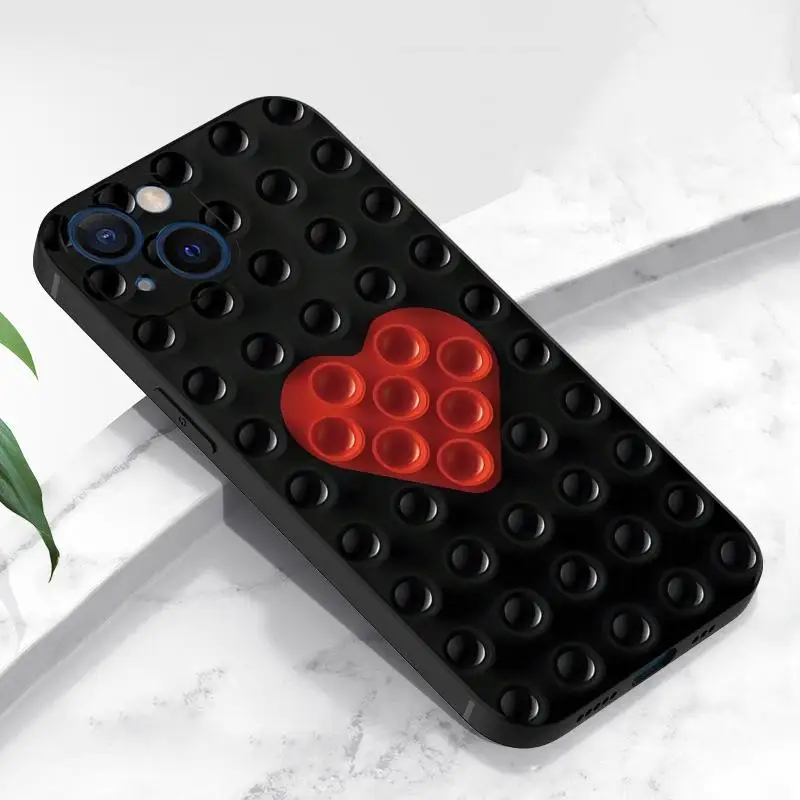

Black Red Heart 3D Phone Case For iphone 15 Pro Max Case For iPhone 14 11 12 13 Mini 15 Pro 14Plus XS 7 8 SE2 Case Soft Cover