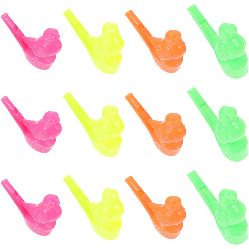 12 قطعة صافرة الطيور المائية لعبة بلاستيكية سطح أملس لا نتوءات حفلة عيد ميلاد الدعائم آلة موسيقية نمط الرسوم المتحركة