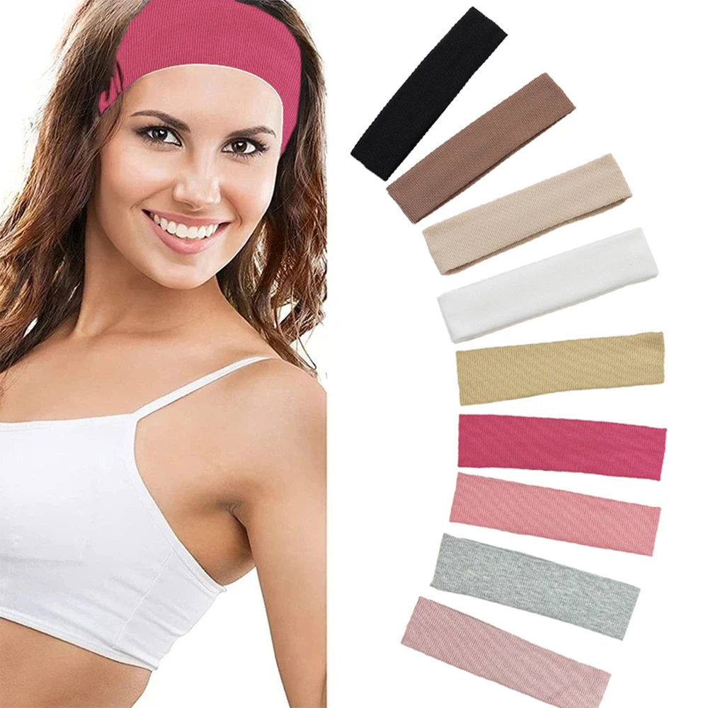 

10 Colors Sports Headbands For Couples Solid Color Knitted Hair Bands Elastic Yoga Sweatband Makeup Hairbands Headwear Wholesale