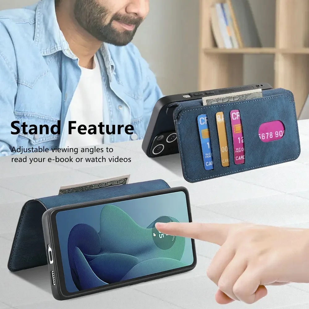 Luxury Case 2In1 Leather Capa for Motorola Signature Moto Edge 70 Fusion 5G Flip Cover Book Funda Edge 50 Neo 60 Pro G86 Power