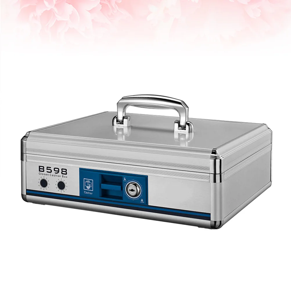 صندوق نقود محمول مع مقصورة منظم بمقبض معدني للتحقق من إيصالات المفاتيح وحلقات تخزين آمنة #2
