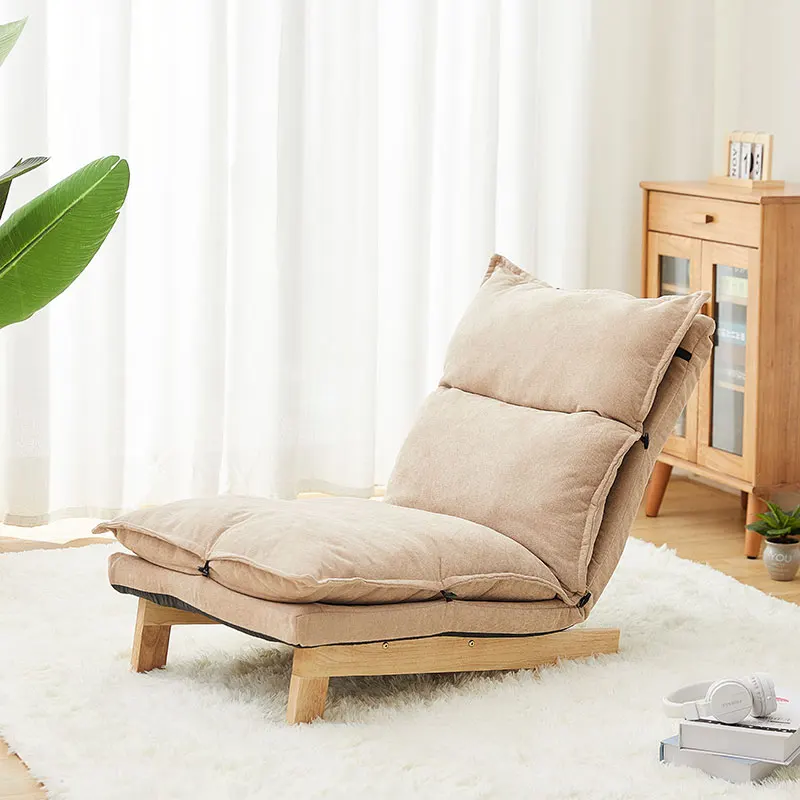 Single Low Sofa Chair Japanese Style  Chair Tatami Floor Seating for Bay Window or Balcony Solid Wood Home Lazy Recliner