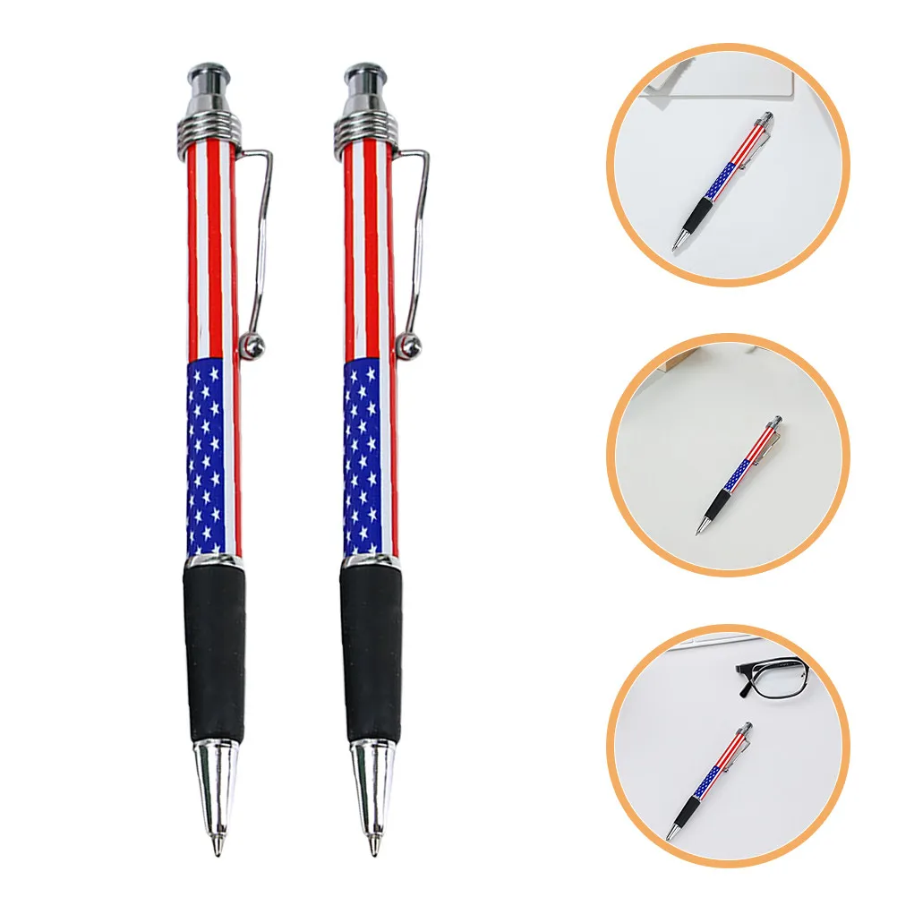 

10Pcs Ballpoint Pens Flag Pattern Retractable Smooth Writing Pen Office School Home Use Office Pen Home Use Ballpoint